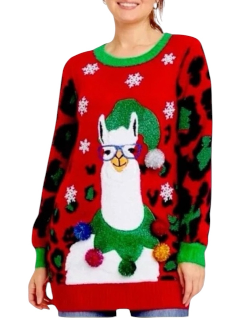 33 DEGREES Llama Ugly Christmas Sweater Size Large -- SUPER CUTE!!!
